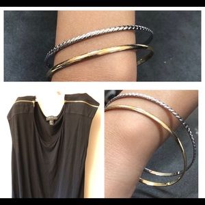 Forever 21 black shirt with gold zipper/bracelets